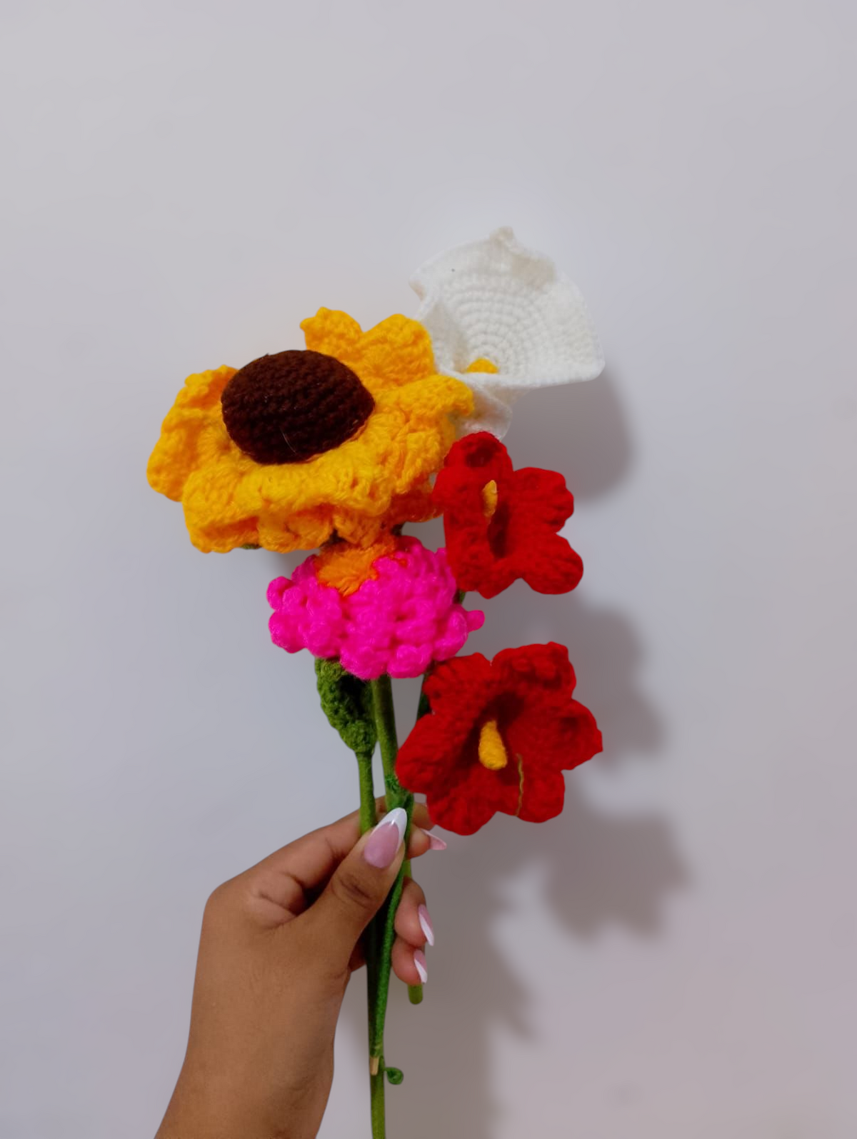 Three Crochet Sunflowers