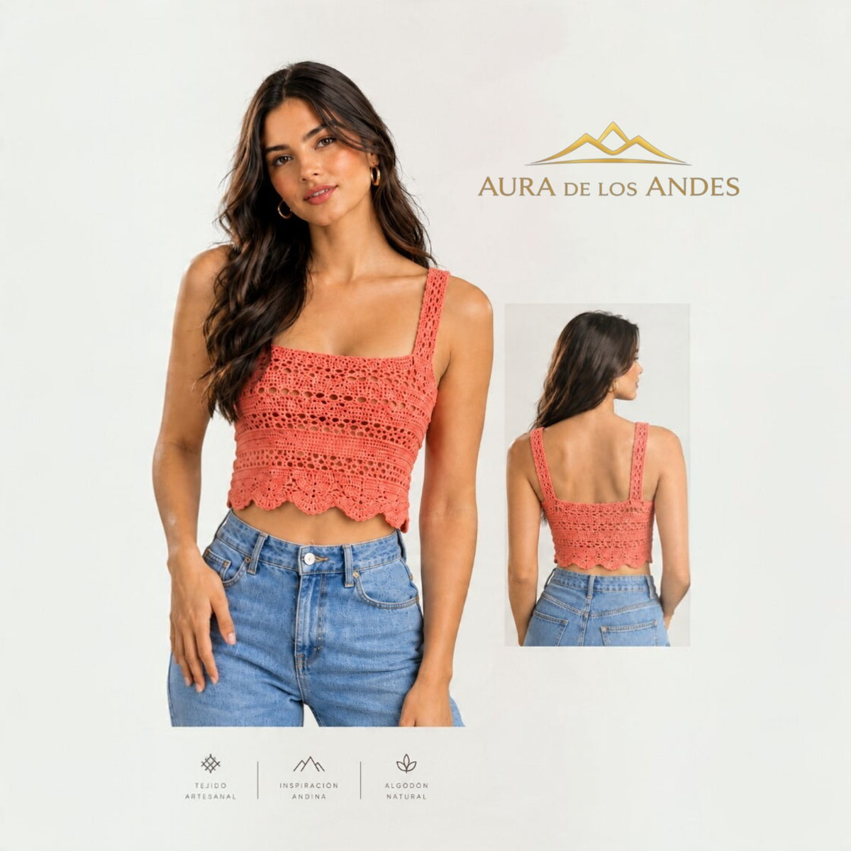 Coral Bloom Crochet Top